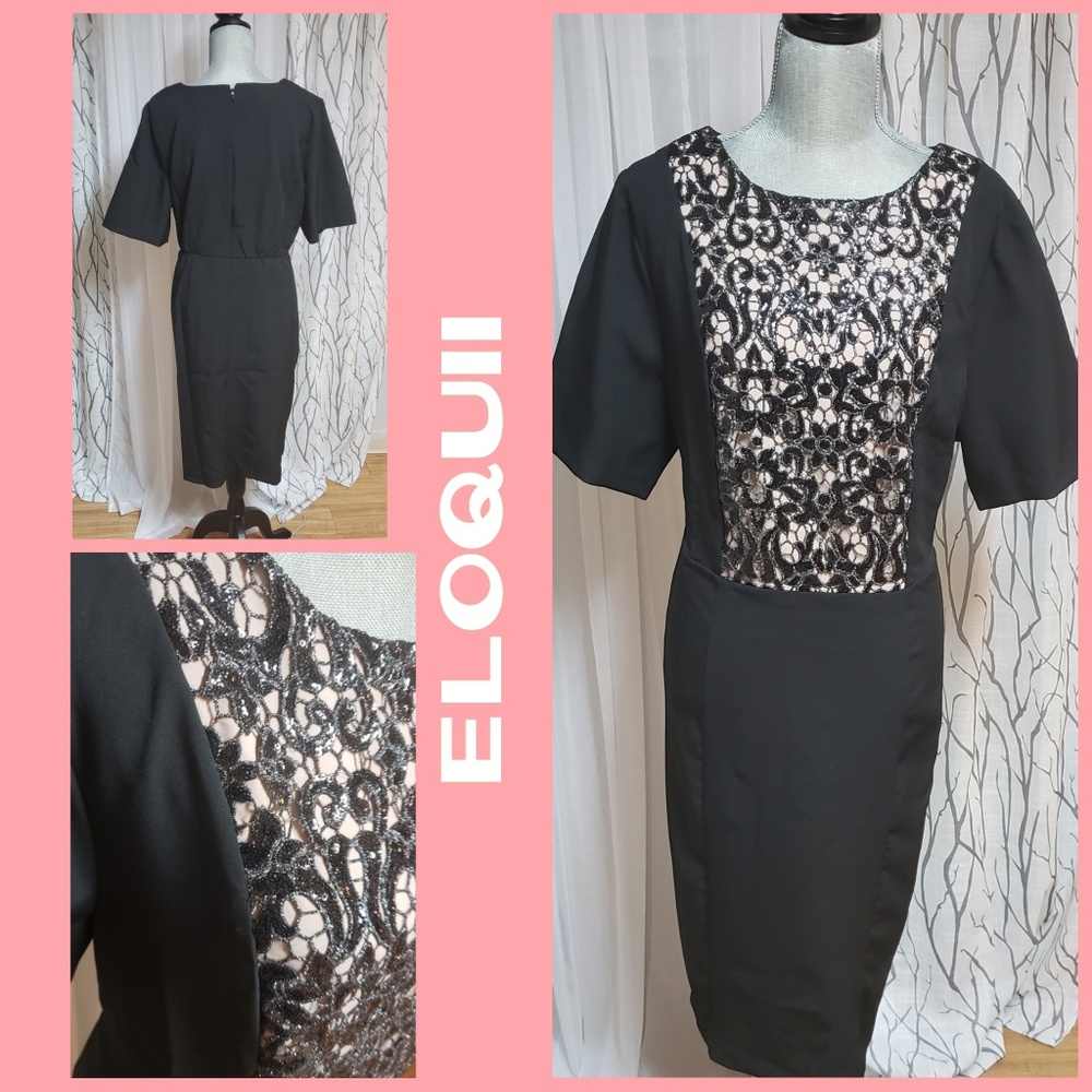 ELOQUII Sequin Lace Dress